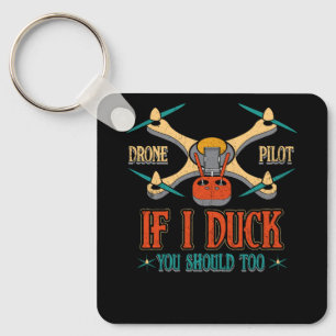 Vintage Drone Pilot If I Duck You Should Too RC Qu Key Ring