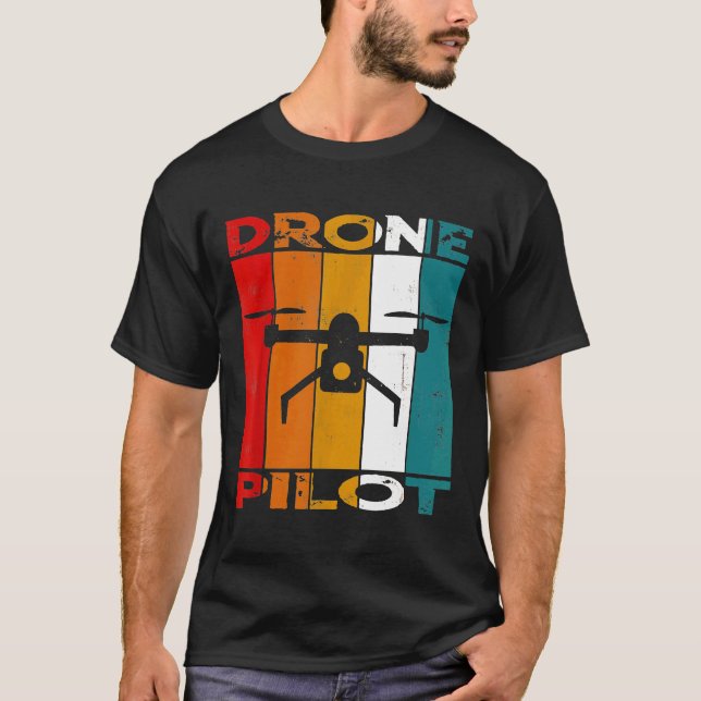 Vintage Drone Pilot Retro Quadcopter T-Shirt (Front)