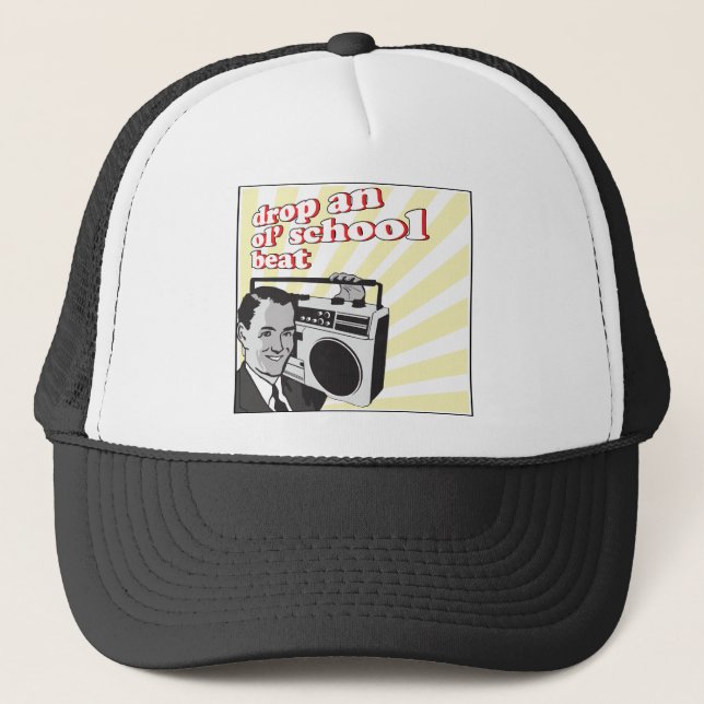 vintage drop an ol school beat trucker hat (Front)