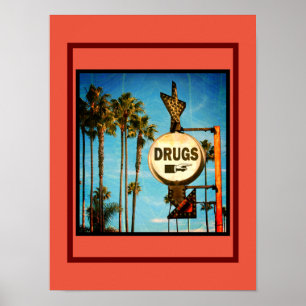 Vintage Drug Store Sign w/Palm Trees on a