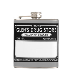 Vintage Drugstore Label Hip Flask