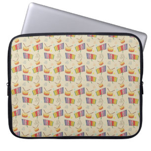 Vintage Drum and Xylophone Pattern Laptop Sleeve