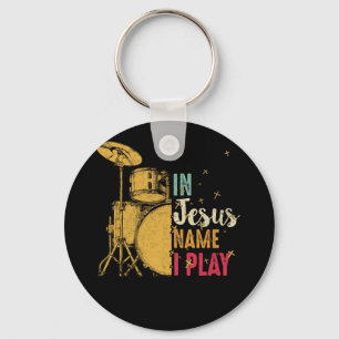 Vintage Drum In Jesus Name I Play Drum Lover Gifts Key Ring