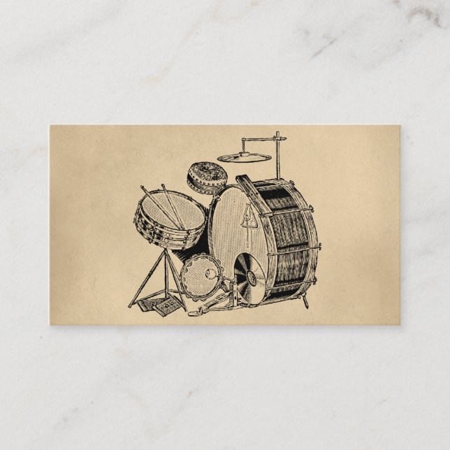 Vintage Drum Kit Drums Business Card (Front)