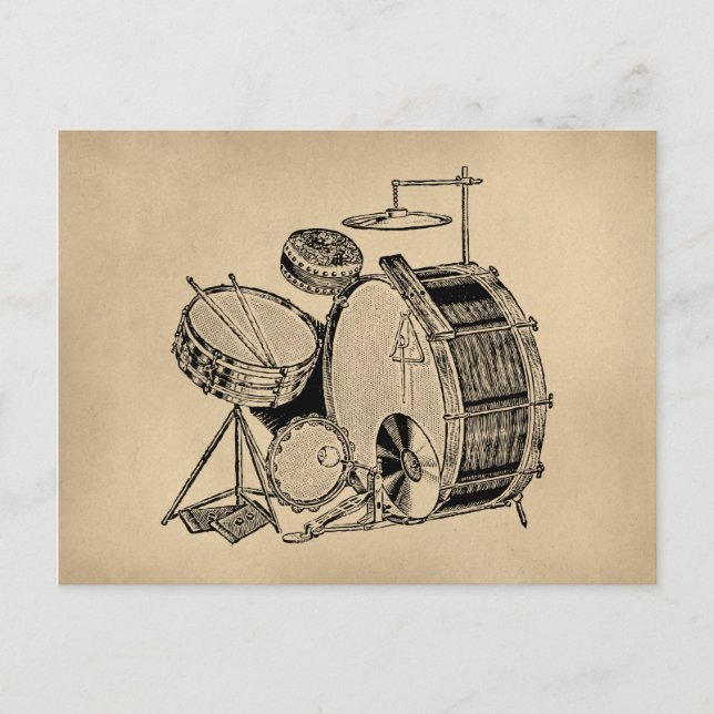 Vintage Drum Kit Drums Postcard (Front)