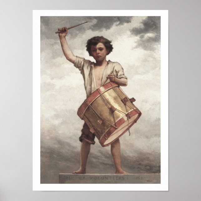Vintage Drum Music Art Print Drummer Boy Military (Front)