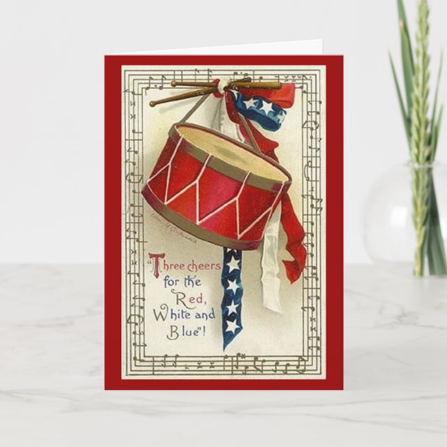 Vintage Drum & Ribbon - Card (Front)