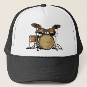 Vintage Drum Set Music Drummer-Musical Instrument Trucker Hat