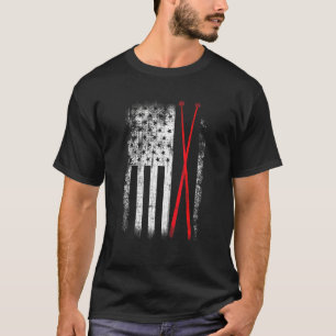 Vintage Drum Sticks American Flag Drumsticks Usa D T-Shirt