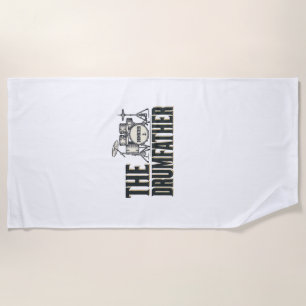 Vintage Drumfather Drummer Quote Vector Design_1 Beach Towel