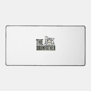 Vintage Drumfather Drummer Quote Vector Design_1 Desk Mat