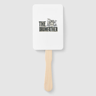Vintage Drumfather Drummer Quote Vector Design_1 Hand Fan