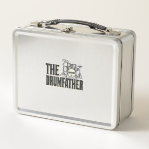 Vintage Drumfather Drummer Quote Vector Design_1 Metal Lunch Box