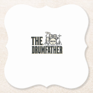 Vintage Drumfather Drummer Quote Vector Design_1 Paper Coaster