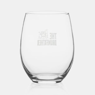 Vintage Drumfather Drummer Quote Vector Design_1 Stemless Wine Glass