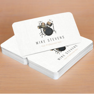 Vintage Drummer Drum Kit Band Elegant  Business Card
