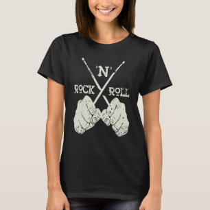 Vintage Drummer Drum Sticks Rock & Roll Rock & Rol T-Shirt