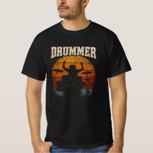 Vintage Drummer Sunset T-Shirt for Drum Players