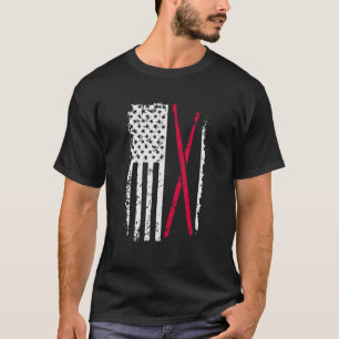 Vintage Drummers Drum Sticks American Flag Drumme T-Shirt