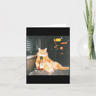 Vintage Drunk Cat Meme In Night Street Funny Cat L Card