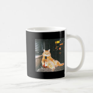 Vintage Drunk Cat Meme In Night Street Funny Cat L Coffee Mug