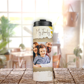 Vintage Dry Flowers Photo Montage & Text Thermal Tumbler