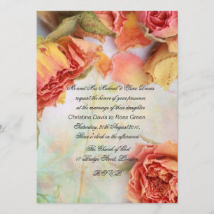 Vintage dry roses wedding invitation