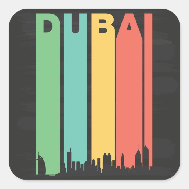 Vintage Dubai Cityscape Square Sticker (Front)