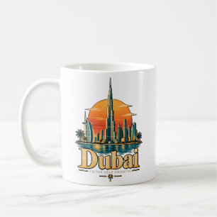 Vintage Dubai UAE Travel Art Landmark Coffee Mug