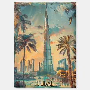 Vintage Dubai United Arab Emirates Burj Khalifa Magnet