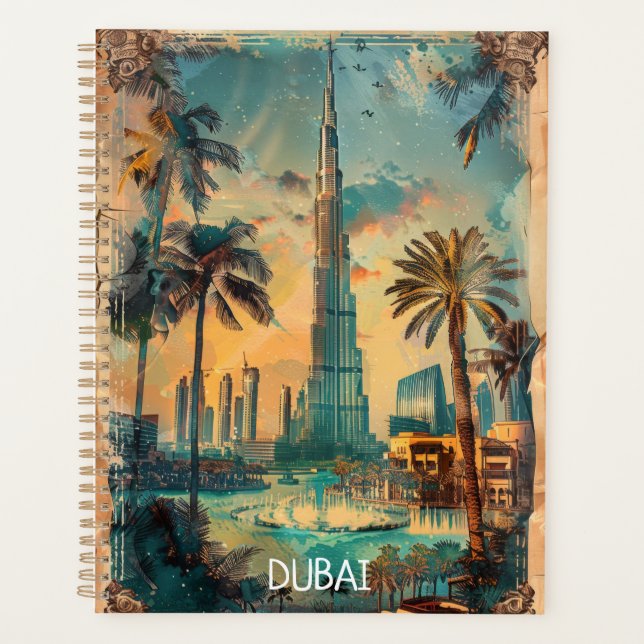 Vintage Dubai United Arab Emirates Burj Khalifa Planner (Front)