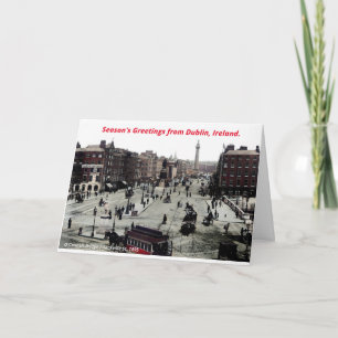 Vintage Dublin Christmas Greeting, Ireland c1895 Card