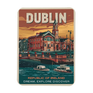 Vintage Dublin city, Ireland republic travel gifts Magnet