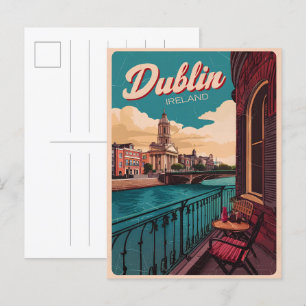 Vintage Dublin city, Ireland republic travel gifts Postcard