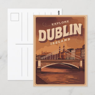 Vintage Dublin city, Ireland republic travel gifts Postcard
