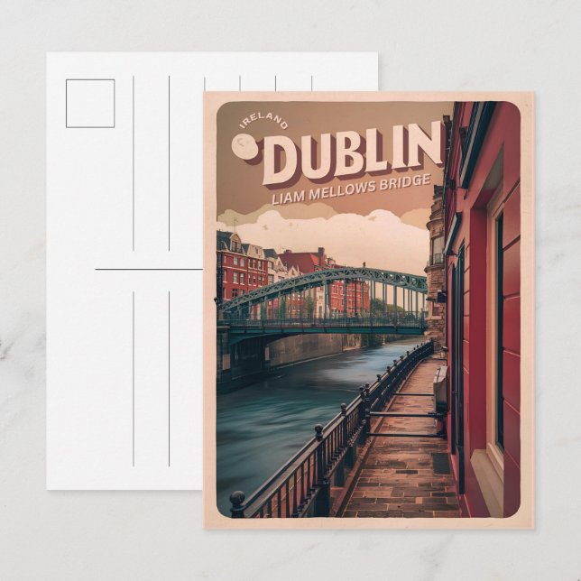 Vintage Dublin city, Ireland republic travel gifts Postcard (Front/Back)