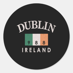 Vintage Dublin Ireland Flag Est 988 St Patricks Classic Round Sticker