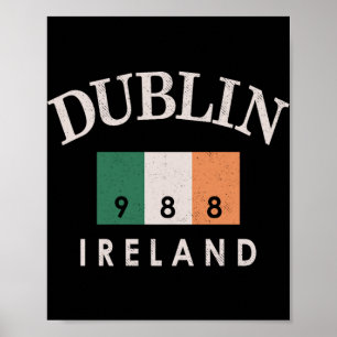 Vintage Dublin Ireland Flag Est 988 St Patricks Poster