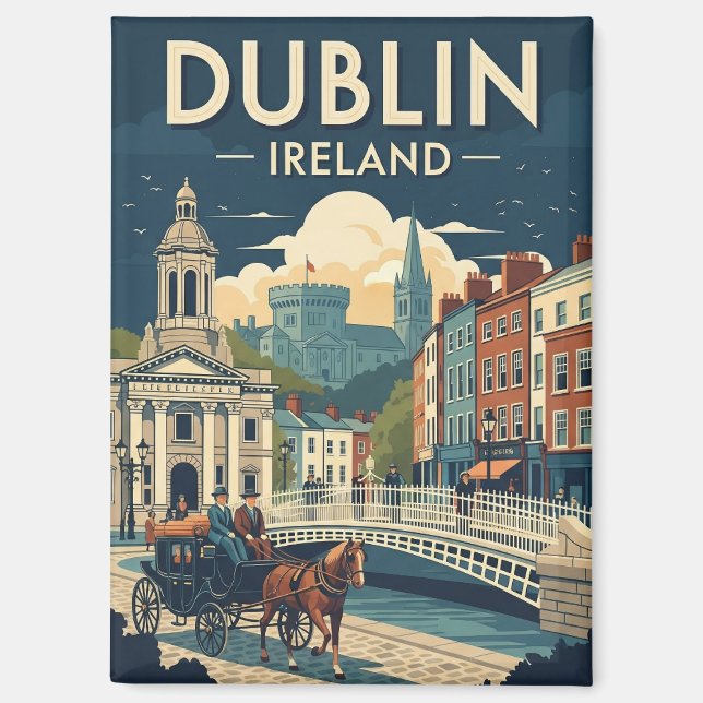 Vintage Dublin Ireland Travel Magnet (Front)