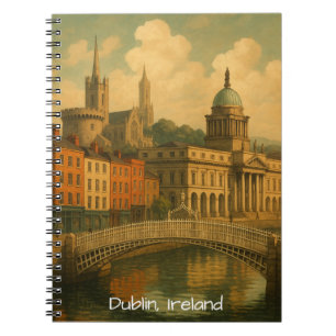 Vintage Dublin Travel Retro Ireland City Artwork Notebook