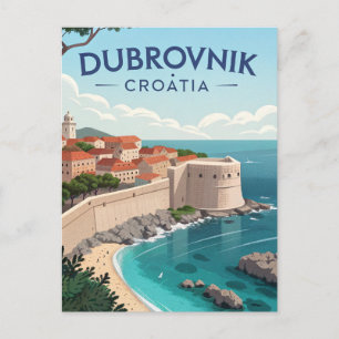 Vintage Dubrovnik Travel Postcard