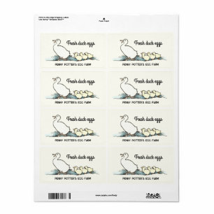 Vintage Duck and Ducklings Fresh Egg Carton label