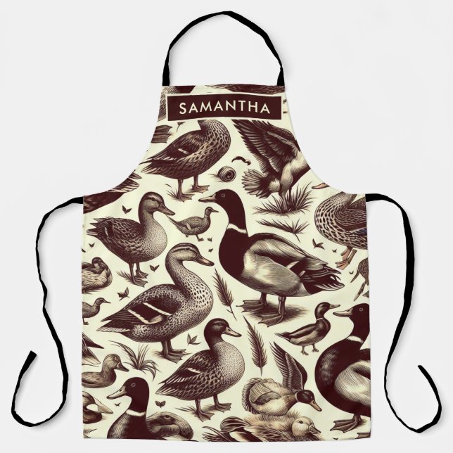 Vintage Duck and Goose Pattern Apron (Front)