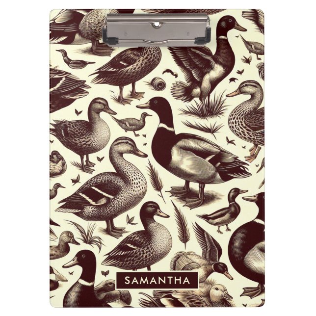 Vintage Duck and Goose Pattern Clipboard (Front)