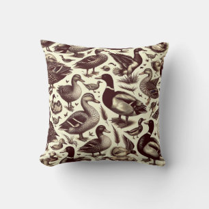 Vintage Duck and Goose Pattern Cushion