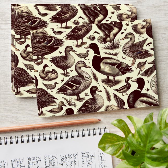 Vintage Duck and Goose Pattern Envelope (Stacked)