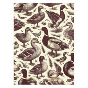 Vintage Duck and Goose Pattern Tablecloth