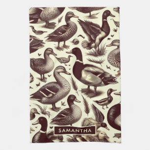 Vintage Duck and Goose Pattern Tea Towel