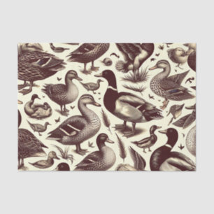 Vintage Duck and Goose Pattern Tissue Paper