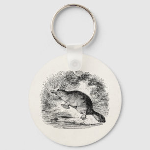Vintage Duck Billed Platypus Personalised Animals Key Ring